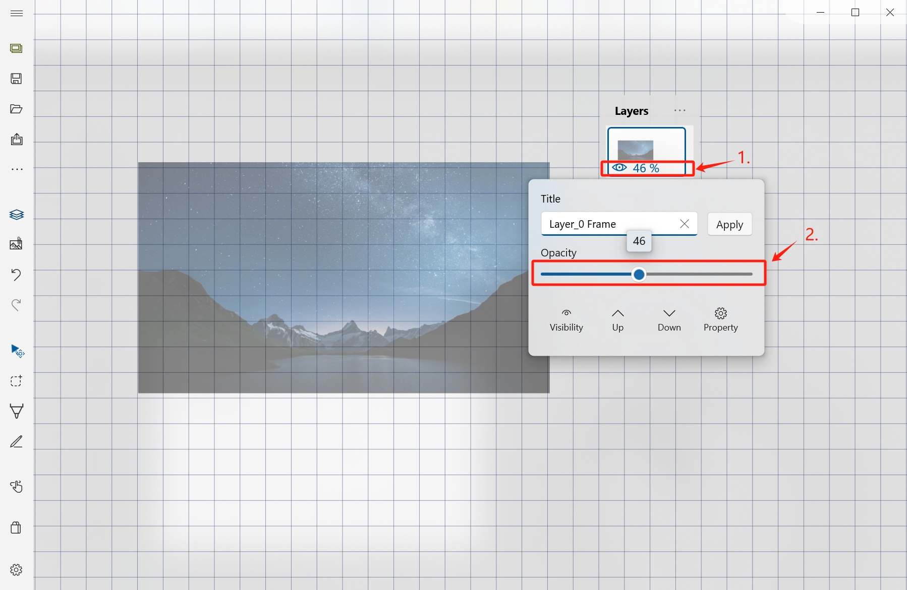Adjust layer opacity