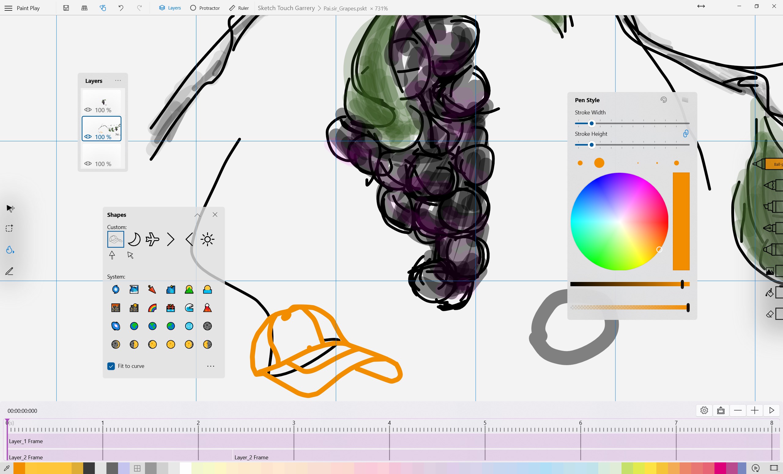 Paint Play Windows timeline and drawing layers