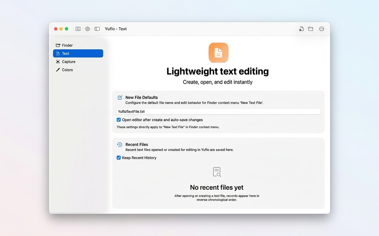 Yuflo lightweight text editing